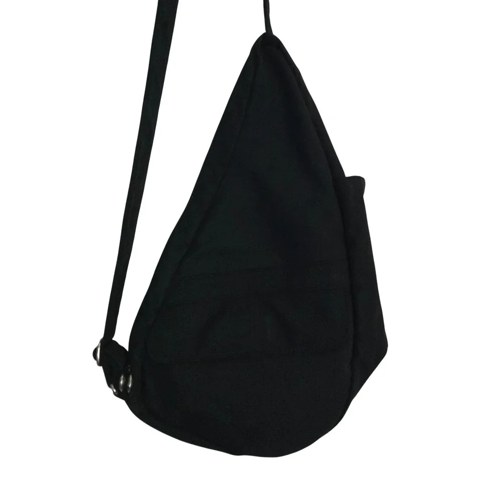 AmeriBag Healthy Back Crossbody Bag Black Nylon Ergonomic Sling Backpack #1462